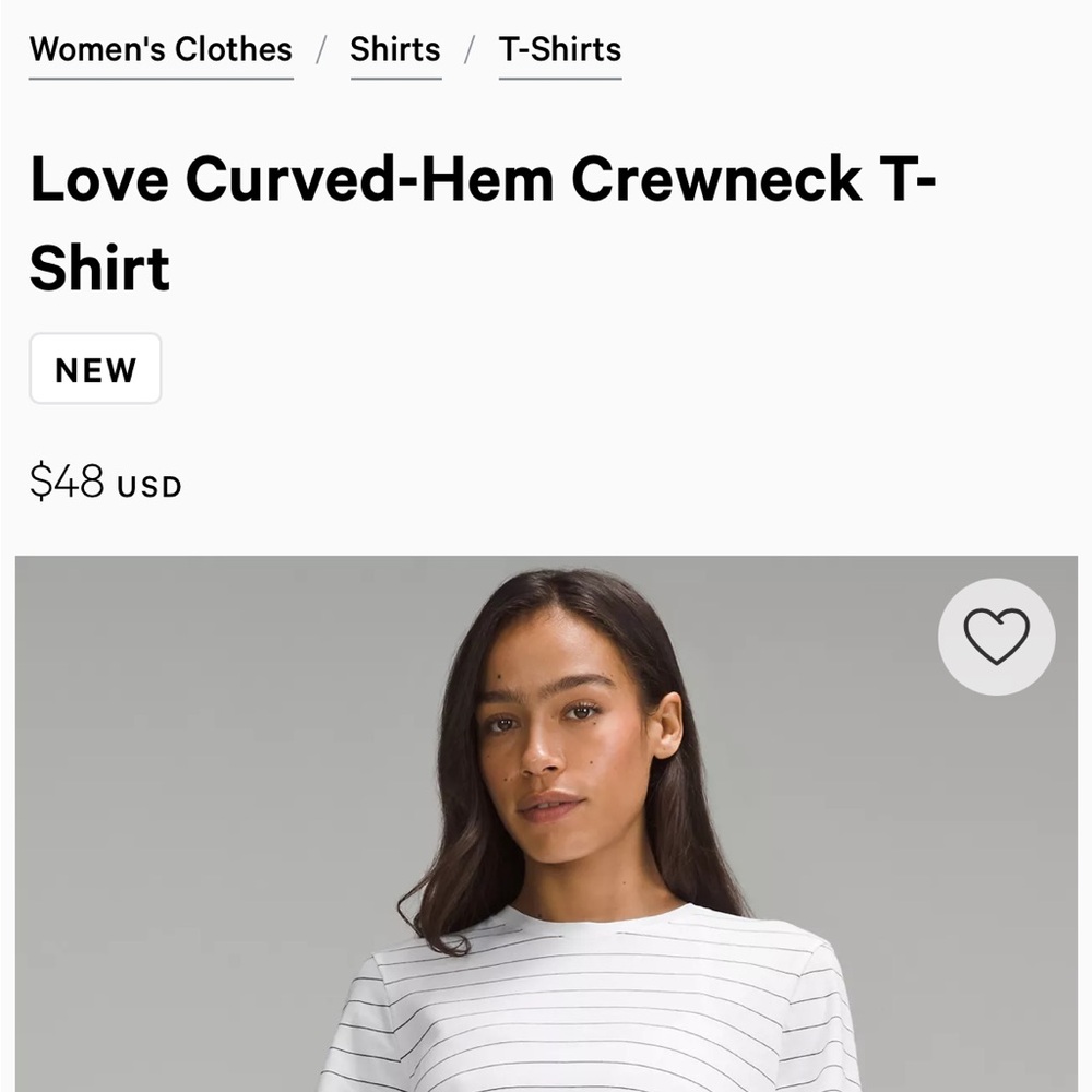 Lululemon Love Curved-Hem Crewneck T-shirt